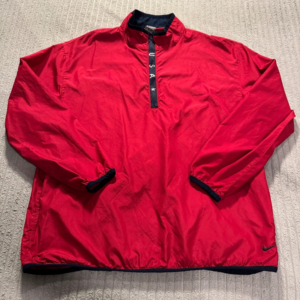 Nike USA Track & Field Jacket Mens XL Red Polyester 1/4 Zip Vintage Y2K‎ Retro